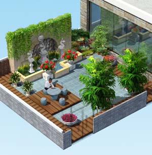 屋顶花园景观设计效果图
