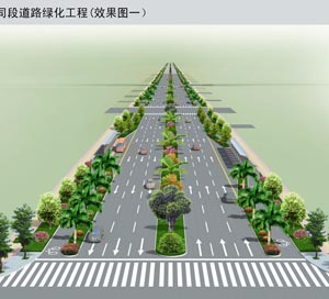 弥勒城市道路景观绿化设计效果图