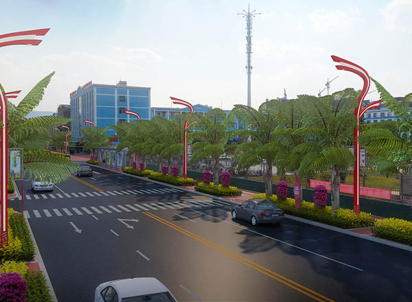 江川浪广路-道路绿化设计效果图方案对比设计
